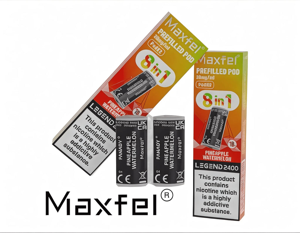 Maxfel Fanady 8in1 Vape Prefilled 2400 puffs 2pk 20mg 2ml Rechargeable Pods