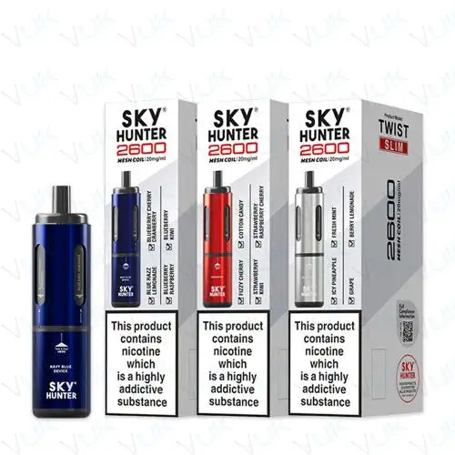 Sky Hunter Rechargeable Reusable Vape Bars 2600x5 Puff mix Flavor Pod 2ml Kit