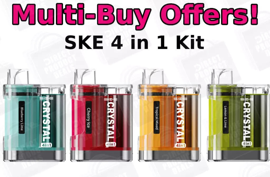 5 x SKE CRYSTAL 4in1 2400 Puffs 20mg Rechargeable Pod Vape Kit  Prefilled Pods  | eBay UK