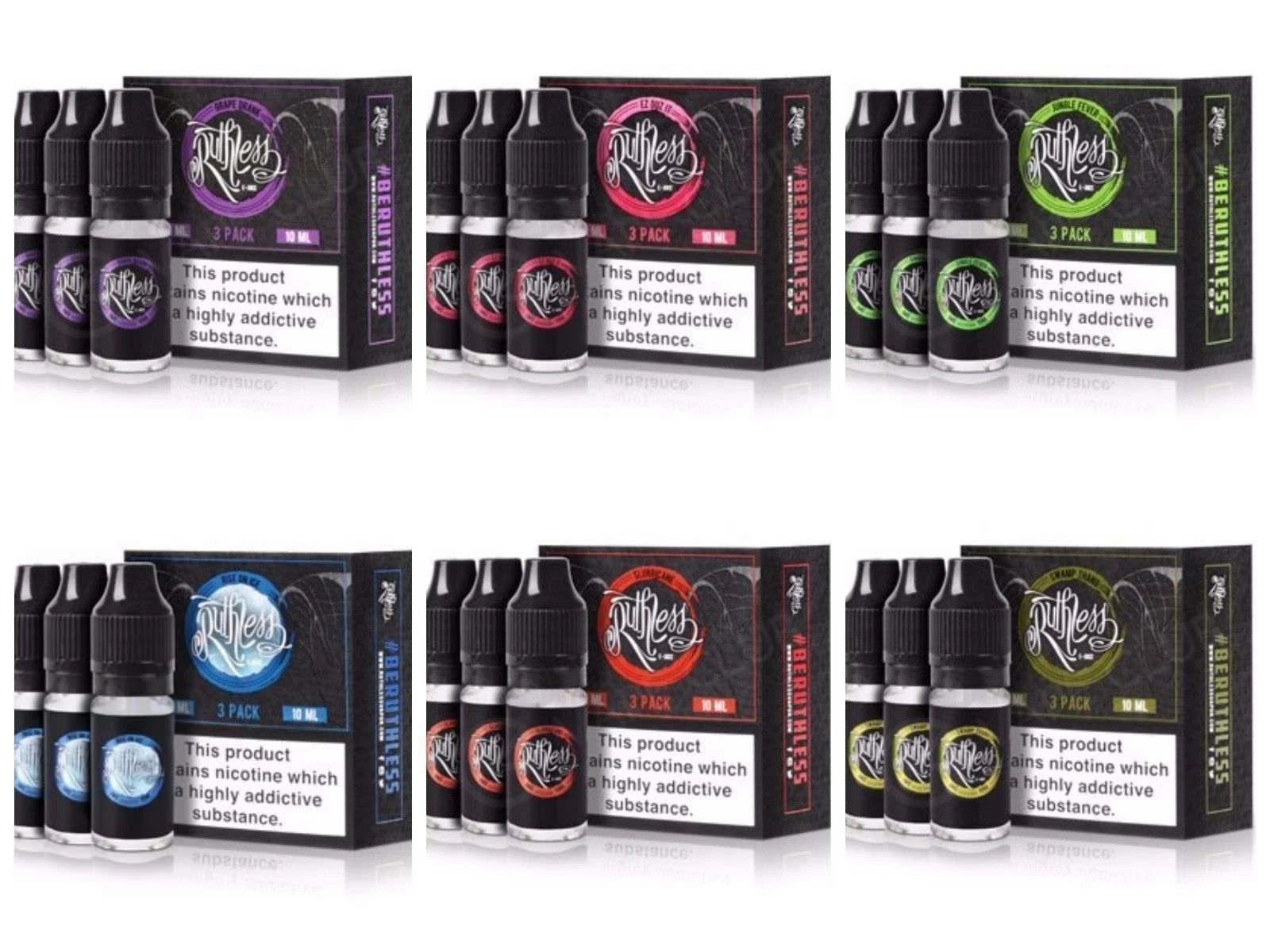 Ruthless E Liquid Vape E Juice Grape ELiquid 0mg/ml All Flavours TPD CLEARANCE