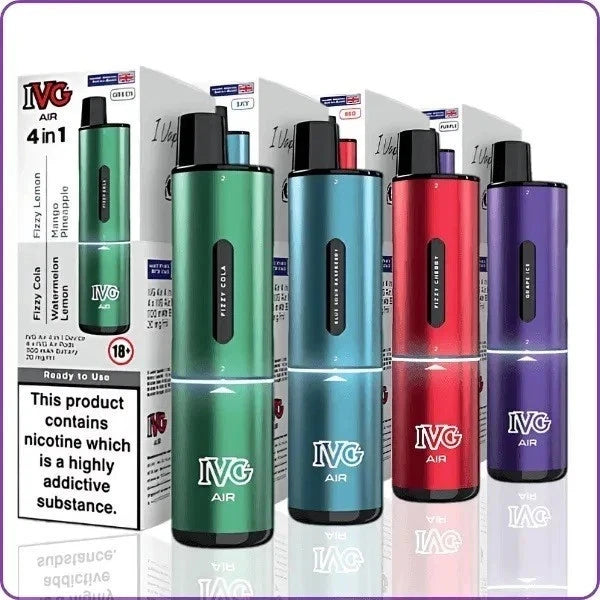 5 x IVG Air 4 in 1 Vape Kit Rechargeable Vape 2400 Puffs ECig full box pack of 5