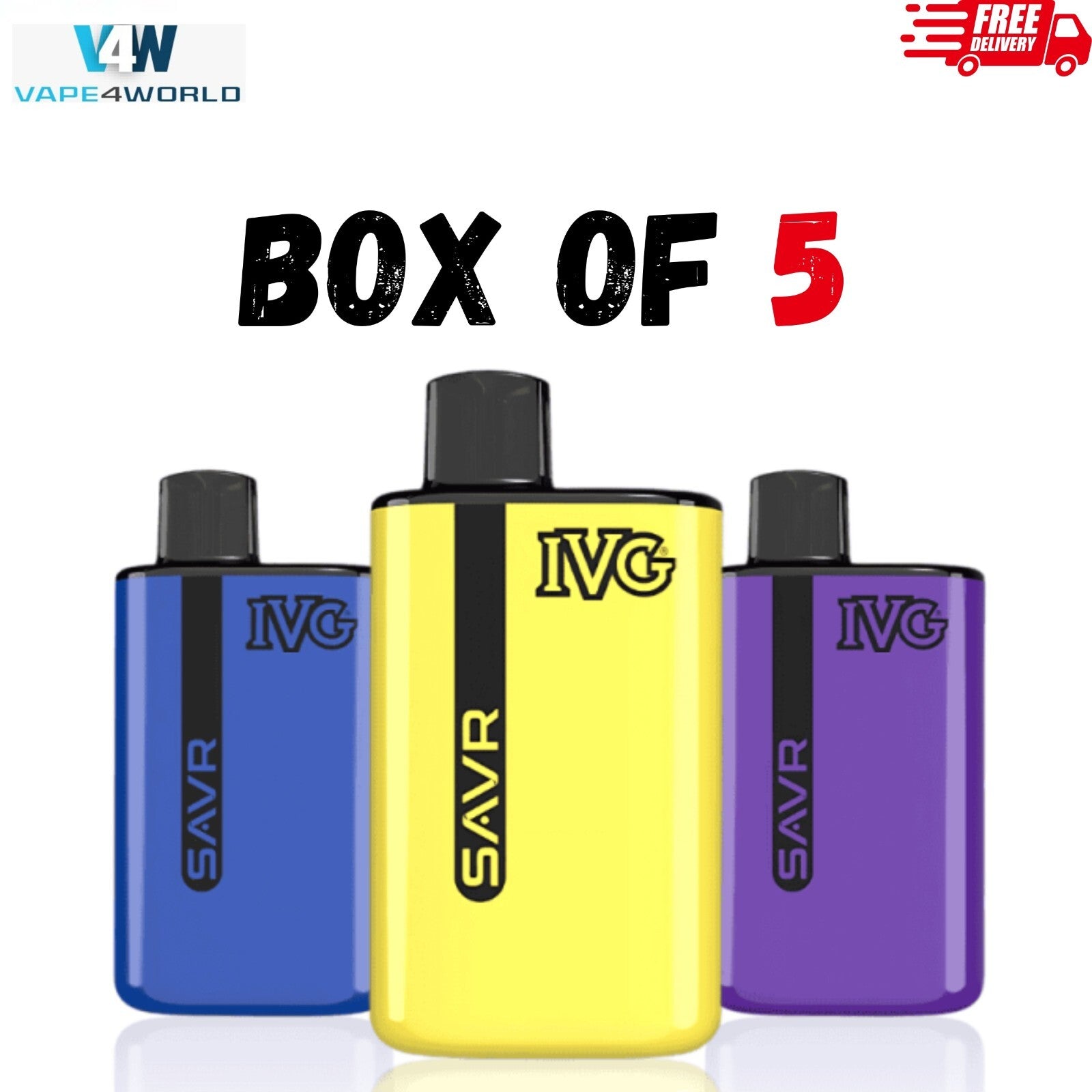 5 x IVG SAVR Prefilled Pod Kit 20mg 3000 Puffs Rechargeable Pod Kit - Pack Of 5